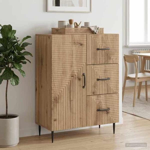 Maison Exclusive - Buffet i håndlavet egetræ 66 x 34,5 x 89,5 cm Ingeniørtræ