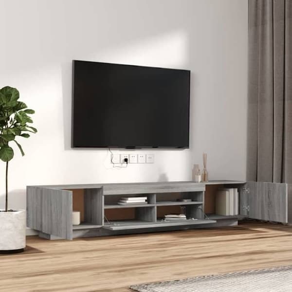 Maison Exclusive - TV-möbelset med LED-lampor 2 st Sonoma grå Sonoma grå