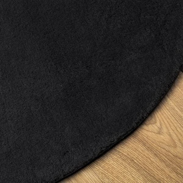 Maison Exclusive - HUARTE tæppe med bløde korte hår og vaskbart sort Ø 80 cm Svart