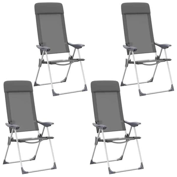 Maison Exclusive - Fällbara campingstolar set om 4 Grå Aluminium Aluminiumgrå