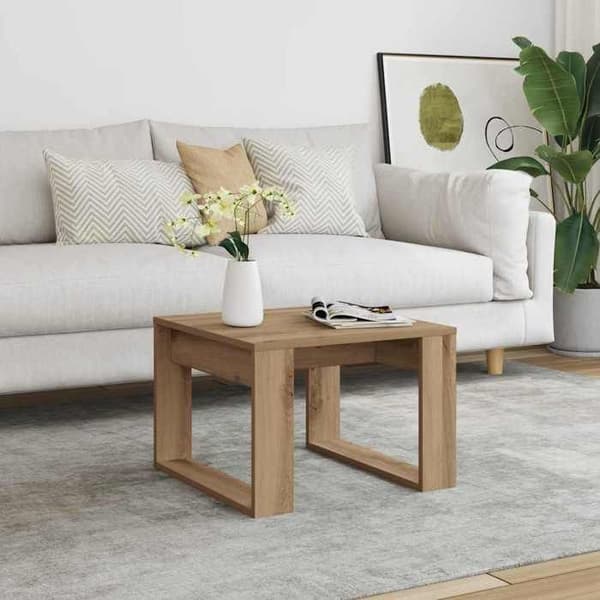 Maison Exclusive - Sidebord i håndlavet egetræ 50x50x35 cm ingeniørtræ