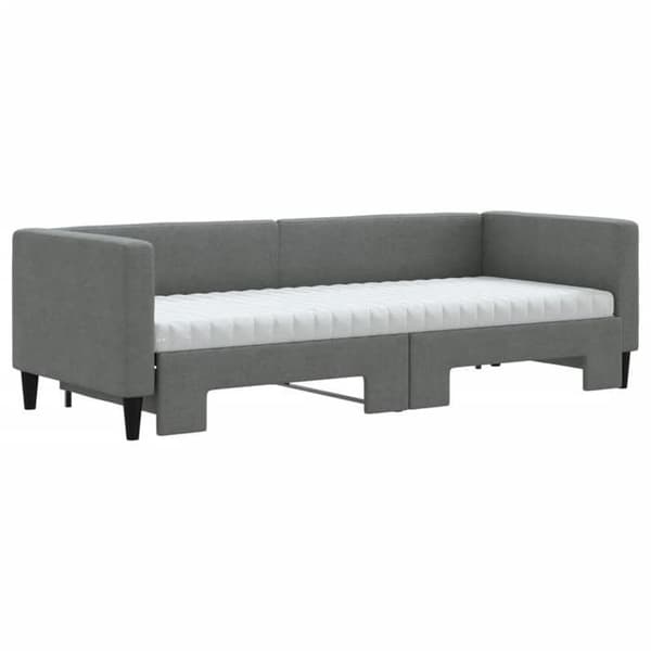 Maison Exclusive - Sengebænk med udtræk og mørkegrå madras 80x200 cm stof