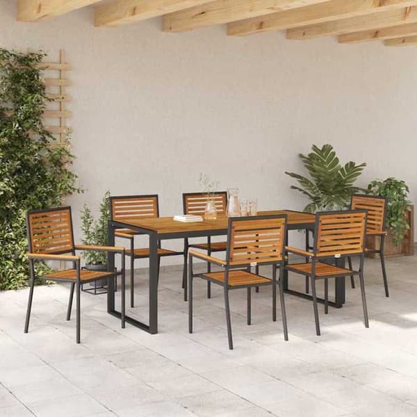 Maison Exclusive - 7 pc have spisebordssæt i sort og brun Svart och brun