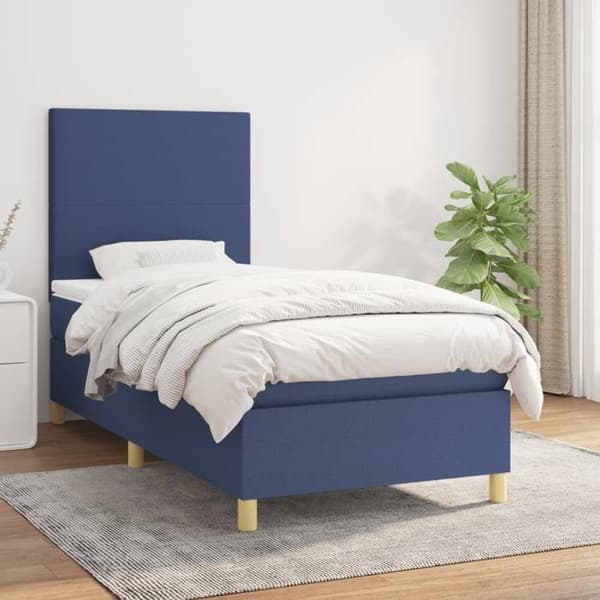 Maison Exclusive - Sengestel med springmadras Blå 90x200 cm Stof