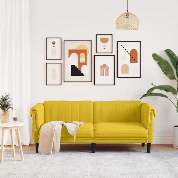 Maison Exclusive - Keltainen samettinen kahden hengen sohva