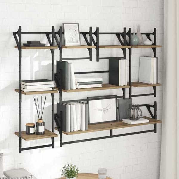 Vägghyllor - EXKLUSIV HEM - Set med 6 delar - Trä & metall - Modern design - Rektangulär