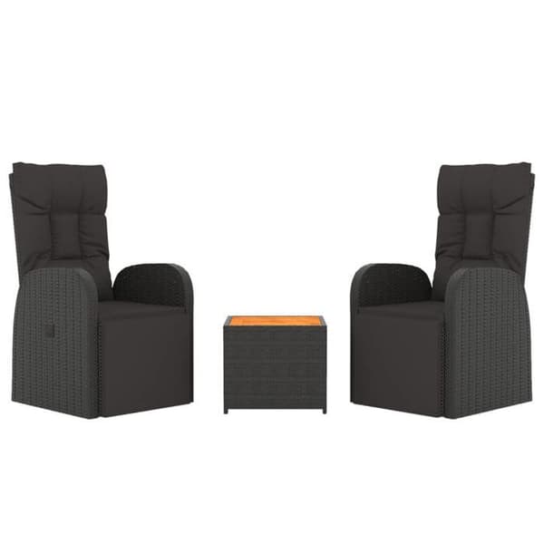 Havemøbel sæt - Maison Exclusive - 3 dele - sort poly rattan - akacietræ bord svart