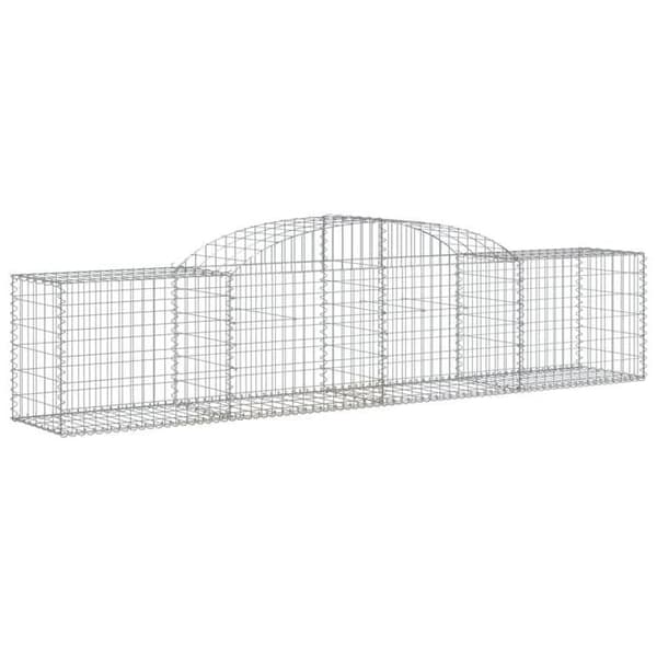 Gabionkorgar - böjda - 2 st - 300x50x60/80 cm - galvaniserat järn silver-