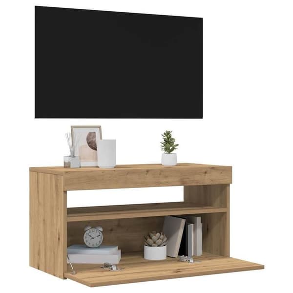 Maison Exclusive - TV-møbler med LED-lys 2 stk. egetræshåndværk