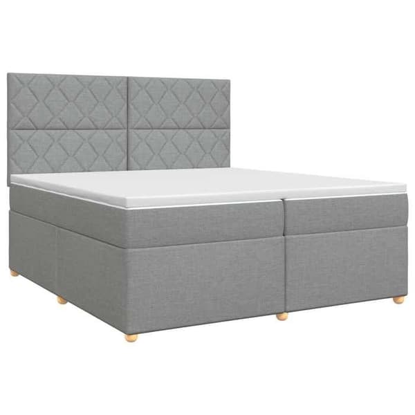 Maison Exclusive - Boxspring seng med madras Lys grå 200 x 200 cm Stof Ljusgrått