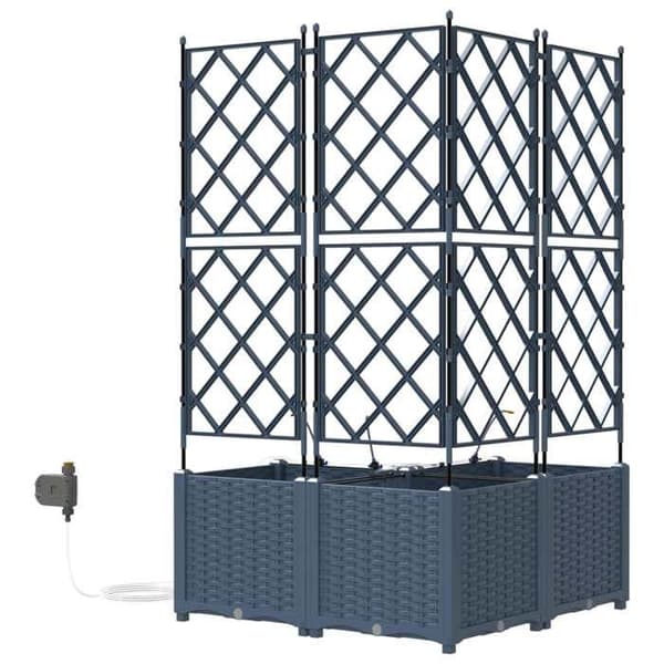 Jardinière - EXKLUSIVT HUS - 80 x 80 x 142 cm - Polypropen - Grå - Pack 3 stycken Grå