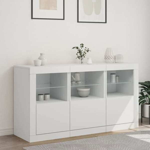 Maison Exclusive - Buffet med hvide LED-lys 123x37x67 cm