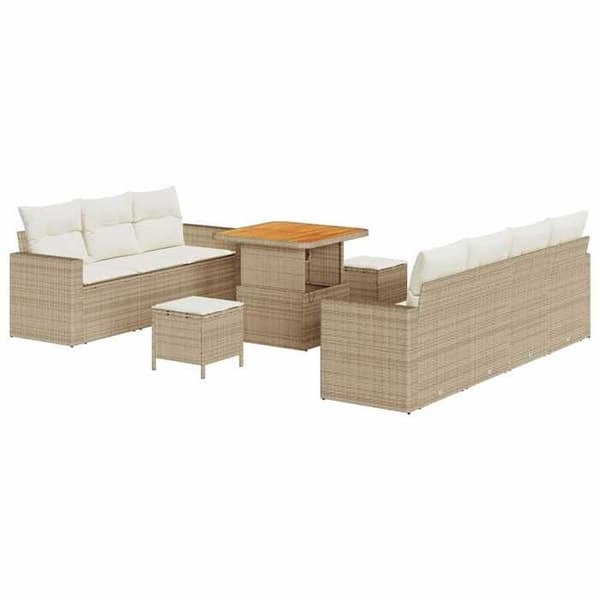 Trädgårdsmöbler - EXKLUSIVT HUS - Modulär - Beige - 10 delar - Akaciabord beige
