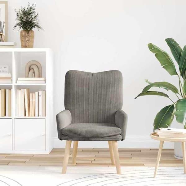 Fåtölj - EXKLUSIV HEM - 63 x 67 x 94 cm - Ljusgrått tyg - Polyesterarmstöd - Gummiträben Ljusgrått