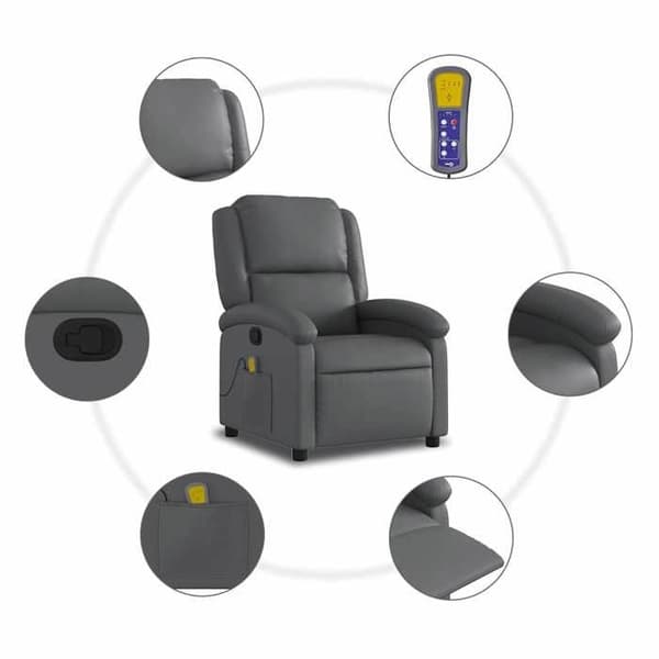 Maison Exclusive - Grå konstläder massagefåtölj med lutning Grå