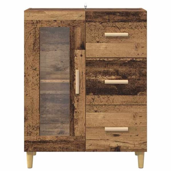Buffet - EKSKLUSIVT HUS - 69,5 x 34 x 90 cm - Ingeniørtræ - Glasdøre - Blank finish Ej specificerat