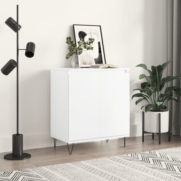Buffet bas - EKSKLUSIVT HUS - 60 x 35 x 70 cm - Hvid - Ingeniørtræ - Jernben Vit