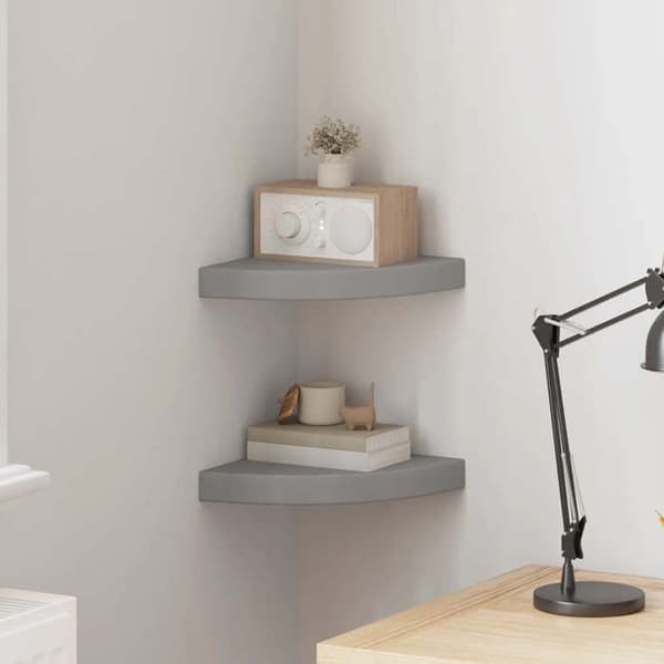 Maison Exclusive - Kulma kelluvat hyllyt 2 kpl harmaa 25x25x3,8 cm MDF grå