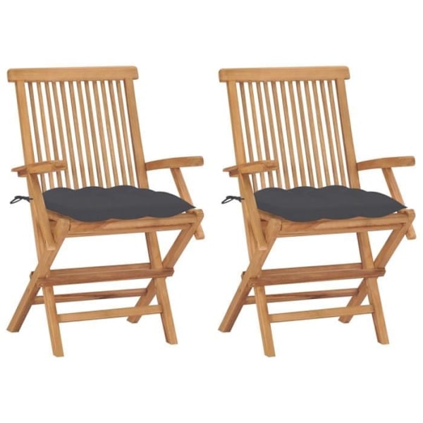 Trädgårdsstolar i teak - Antracit - Set om 2 - Fällbara - 55 x 60 x 89 cm Antracit