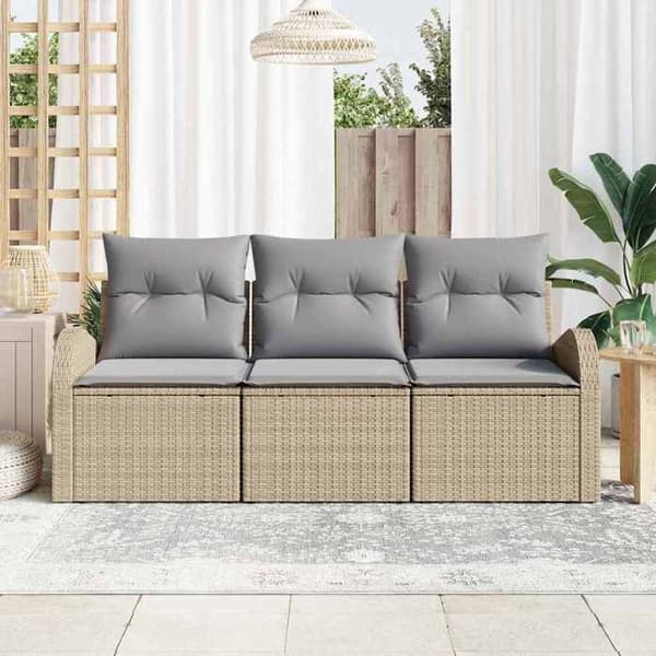Maison Exclusive - 3-osainen beige ja vaaleanharmaa puutarhakalustesetti