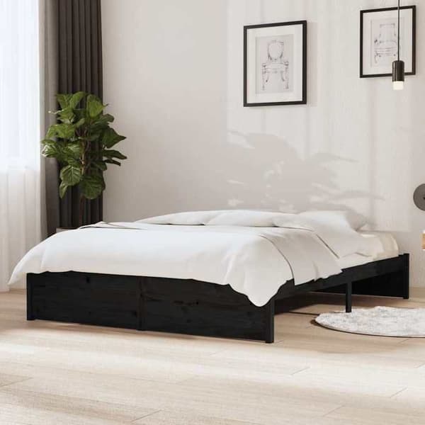 Maison Exclusive - Sengestel uden madras sort massiv træ 140x190 cm Svart