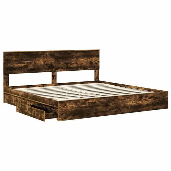 Maison Exclusive - Förvaringssäng Rökt ek 180 x 200 cm Ingenjörsträ