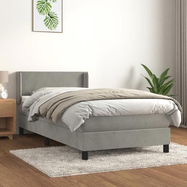 Maison Exclusive - Sängyn sälepohja ja vaaleanharmaa patja 90x200 cm Sametti
