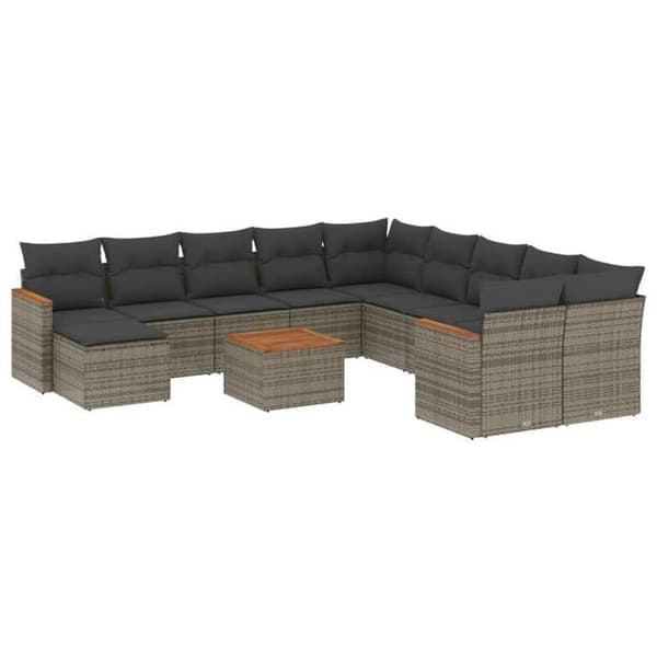 Maison Exclusive - Trädgårdsmöbler med kuddar 12 delar grå flätad resin