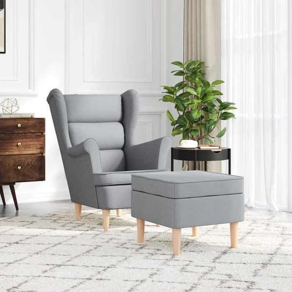 Maison Exclusive - Tuoli jalkatuella Vaaleanharmaa Kangas
