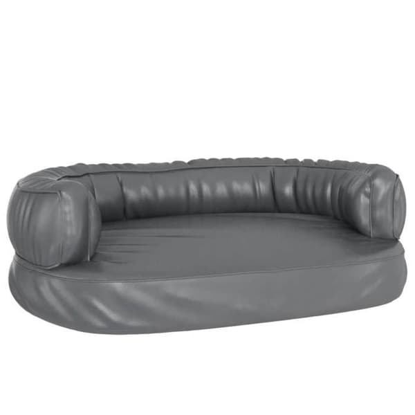 Hundeseng - Eksklusivt Hus - Ergonomisk Skum - Grå Syntetisk Læder - Skridsikkert Polstring Grå