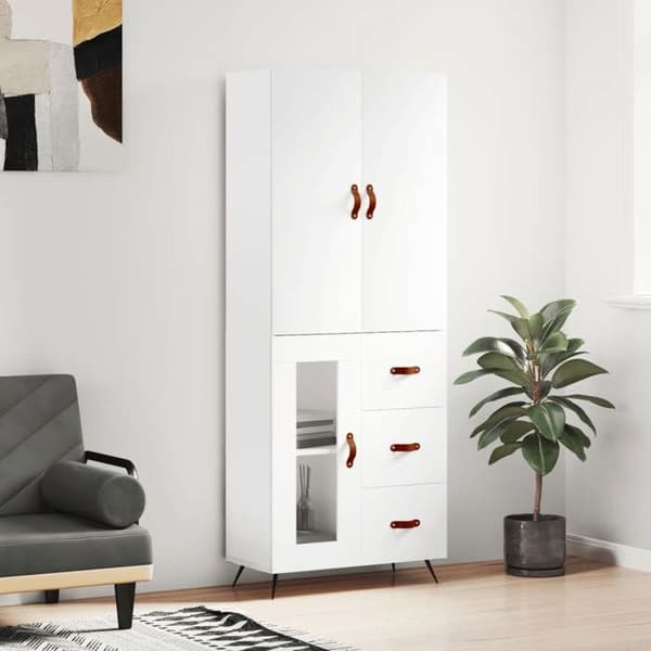 Maison Exclusive - Buffé hög Vit 69,5x34x180 cm Ingenjörsträ