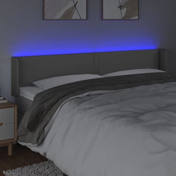 Maison Exclusive - LED Hovedgærde Grå 203x16x78/88 cm Simil læder
