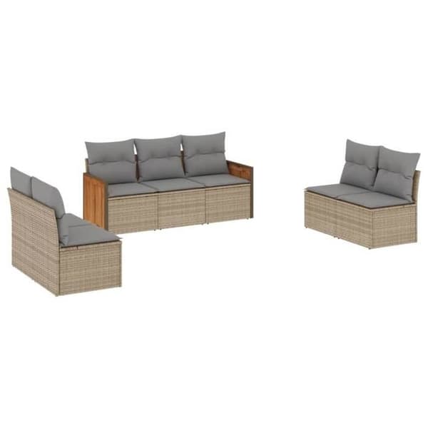 Maison Exclusive - Trädgårdsmöbler med kuddar 7 delar beige flätad resin