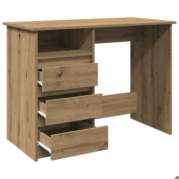 Maison Exclusive - Håndlavet egetræskontor 102x50x75 cm ingeniørtræ Ek