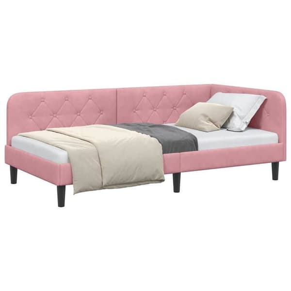Maison Exclusive - Hörnsängram Rosa 100 x 200 cm Sammet
