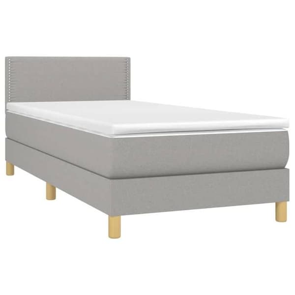 Maison Exclusive - Sengebund med lameller og madras samt LED Lys Lys grå 90x190cm