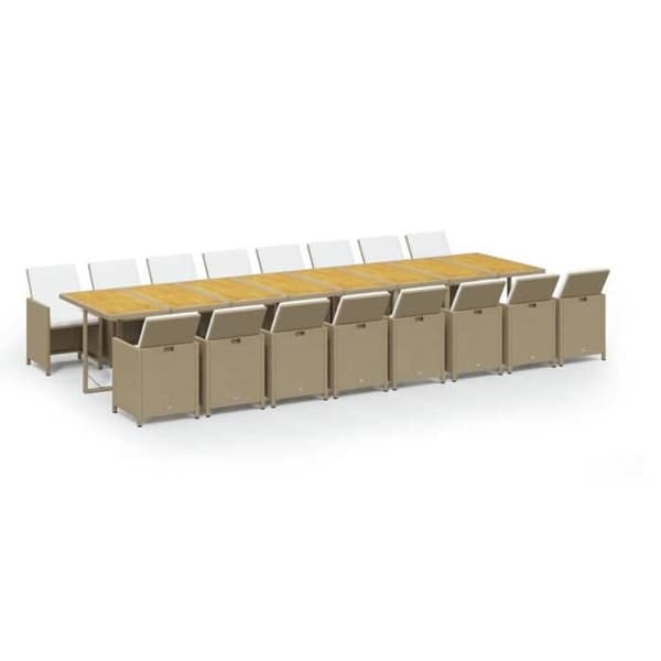 Maison Exclusive - Puutarhakalusteryhmä ja tyynyt 17 kpl beige beige