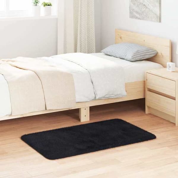 Shaggy tæppe - MAISON EXCLUSIVE - NAVARRA - lange hår - 100% polyester - 60x100 cm Svart