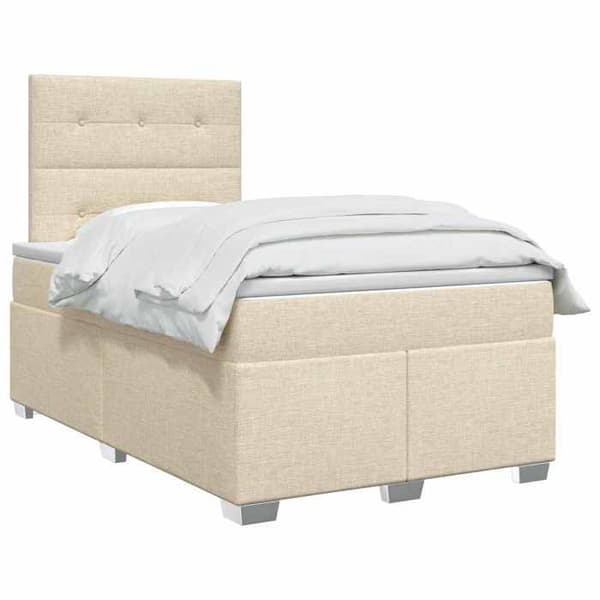 Maison Exclusive - Boxspring säng med madrass Crème 120 x 200 cm Tyg