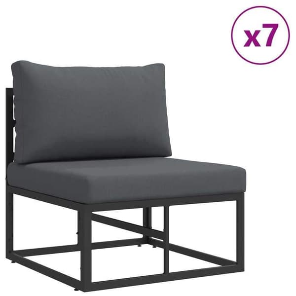 Maison Exclusive - 10-delars trädgårdsoff-set i svart aluminium