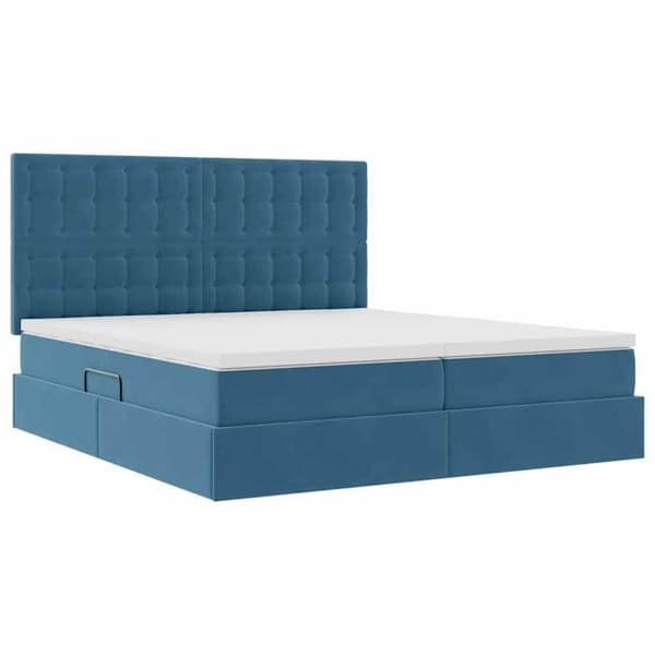 Förvaringssäng - EXKLUSIV HEM - Maison Exclusive - Mörkblå sammet - 200 x 200 cm - Hydraulisk lyft Mörkblå