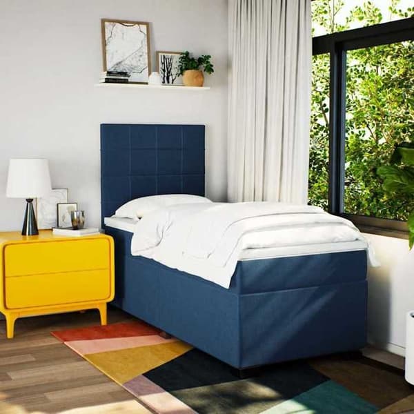 Maison Exclusive - Sengestel med springmadras Blå 90x200 cm Stof