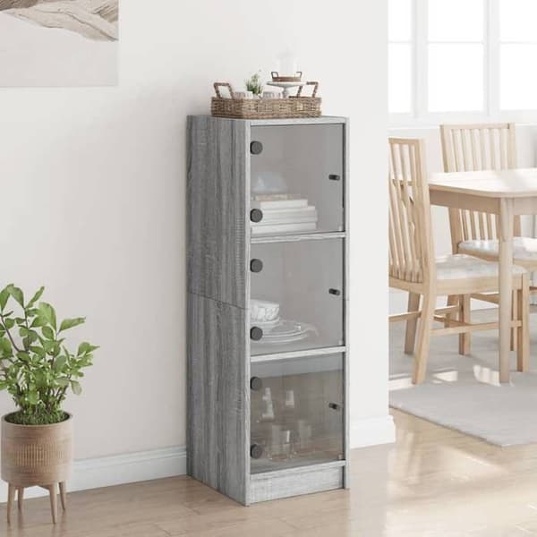Maison Exclusive - Buffet med glasdøre sonoma grå 35x37x109 cm