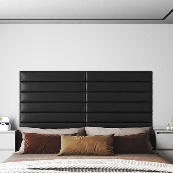 Maison Exclusive - Väggmonterad sänggavel 12 pc 90 x 15 cm Svart tyg