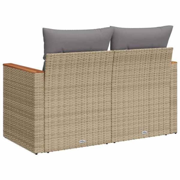 Maison Exclusive - Trädgårdsoffa med kuddar 2 platser beige flätad resin