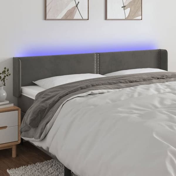 Maison Exclusive - LED-päätyharso Tummanharmaa 163x16x78/88 cm Sametti Mörkgrå