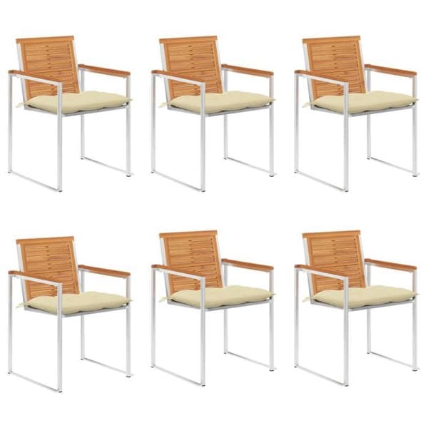 Maison Exclusive - Trädgårdsstolar set om 6 med kuddar i solid akaciaträ