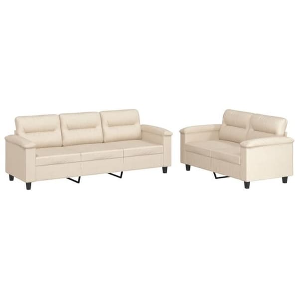Maison Exclusive - 2-delars soffgrupp med beige mikrofiberkuddar beige