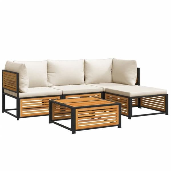 Maison Exclusive - Havegruppe med puder 5 stk Solid akacietræ