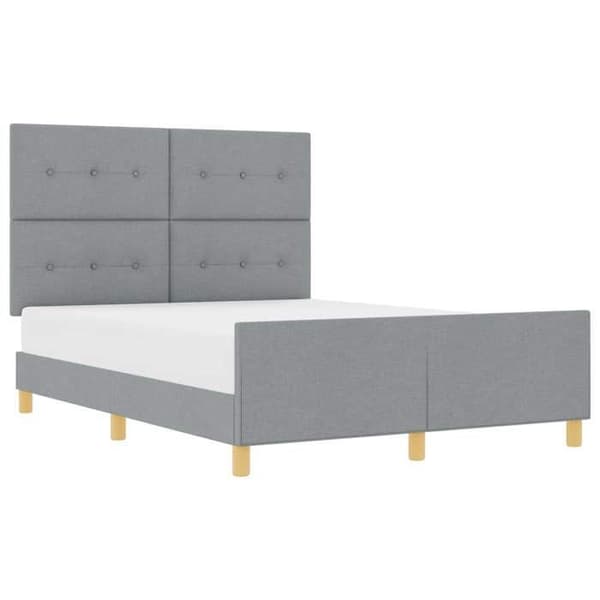 Sengestel - EKSKLUSIV HUS - 160 x 200 cm - Hovedgærde inkluderet - Lys grå velour - Lamelseng Ljusgrått